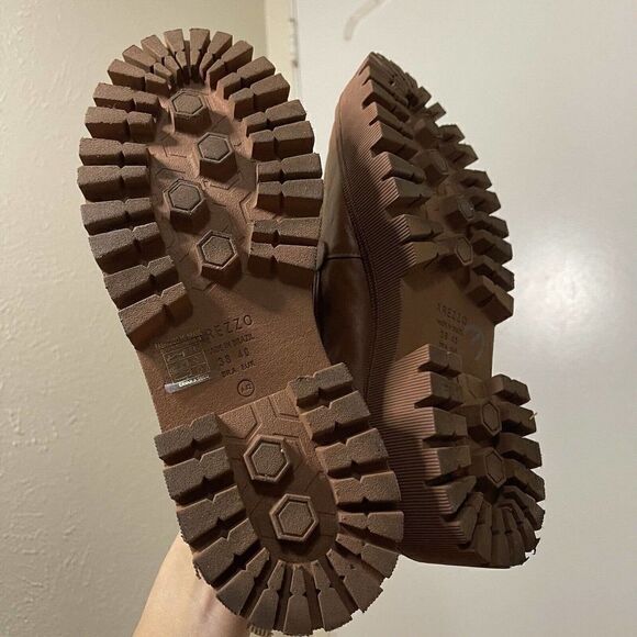 AREZZO brown leather platform slip on loafer shoes size EU 40 - Picture 2 of 8